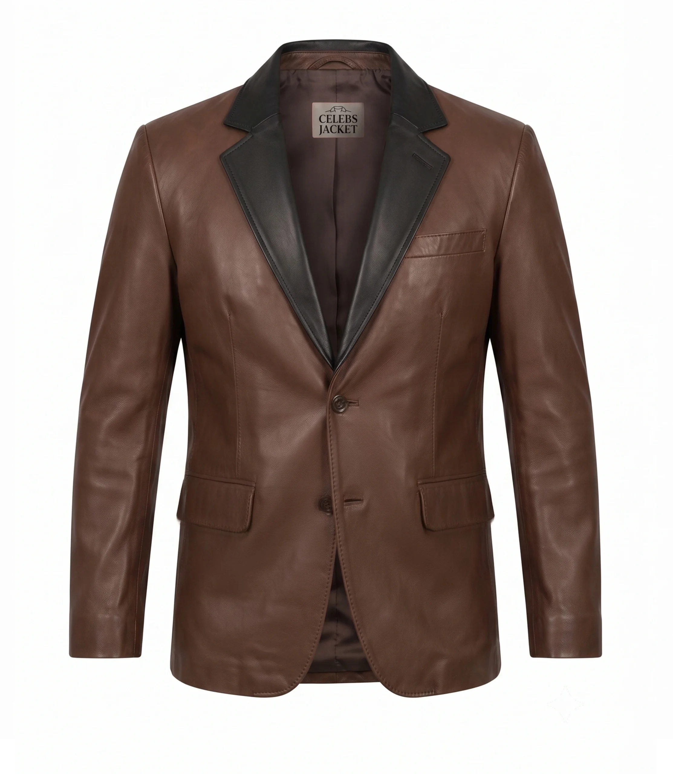 Leather Blazer with Black Notch Lapel