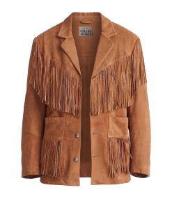 Mens Brown Fringe Suede Leather Jacket