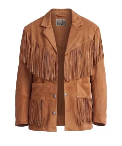 Mens Brown Fringe Suede Leather Jacket