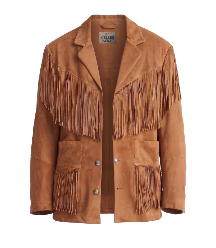 Mens Brown Fringe Suede Leather Jacket
