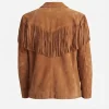 Mens Brown Fringe Suede Leather Jacket - Image 2