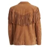 Mens Brown Fringe Suede Leather Jacket - Image 2