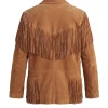 Men's Brown Suede Fringe Leather Jacket - Image 2