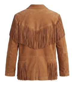 Alternative view of Men's Brown Suede Fringe Leather Jacket