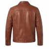 Mens Genuine Cognac Brown Leather Trucker Jacket - Image 2