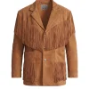 Men's Brown Suede Fringe Leather Jacket