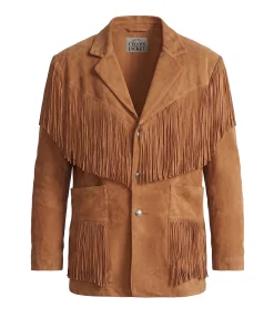 Men's Brown Suede Fringe Leather Jacket