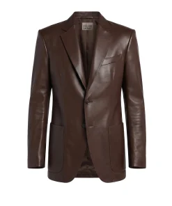 Mens Choco Full Grain Brown Leather Blazer