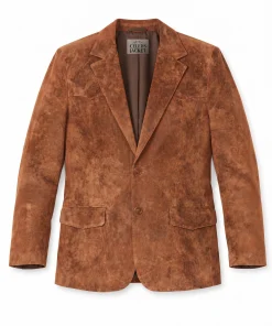 Men's Casual Brown Leather Suede Blazer