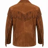 Mens Vintage Brown Leather Suede Fringed Jacket - Image 2
