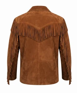 Alternative view of Mens Vintage Brown Leather Suede Fringed Jacket