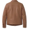 Men's Trucker Camel Brown Lambskin Leather Jacket - Image 2