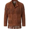 Men's Western Retro Cowboy Suede Leather Fringe Jacket