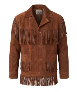 Men's Western Retro Cowboy Suede Leather Fringe Jacket