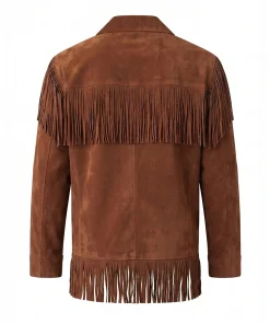 Alternative view of Men's Western Retro Cowboy Suede Leather Fringe Jacket