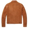 Mens Desert Tan Leather Suede Trucker Jacket - Image 2