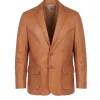 Mens Adam Tan Genuine Leather Blazer Jacket