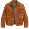 Mens Brown Leather Fringe Suede Jacket