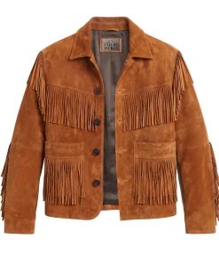 Mens Brown Leather Fringe Suede Jacket