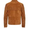 Mens Brown Leather Fringe Suede Jacket - Image 2