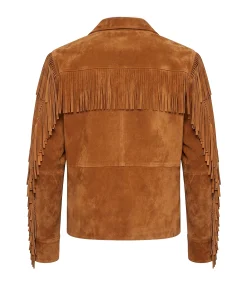 Alternative view of Mens Brown Leather Fringe Suede Jacket