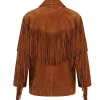 Women's Brown Suede Cowgirl Fringe Jacket - Image 2