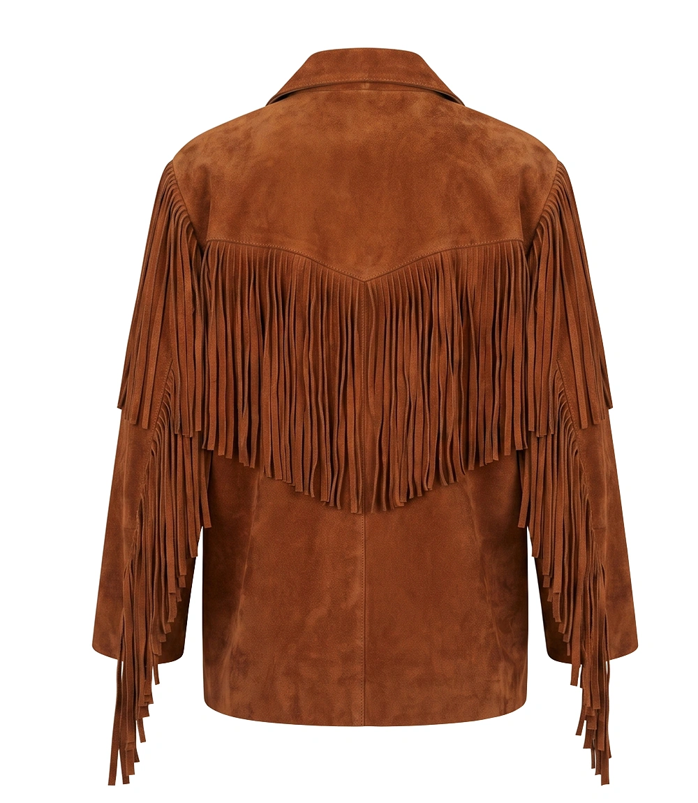 Women's Brown Suede Cowgirl Fringe Jacket - Image 2
