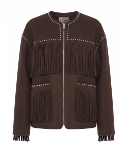 Womens Western Fringe Brown Cowgirl Jacket