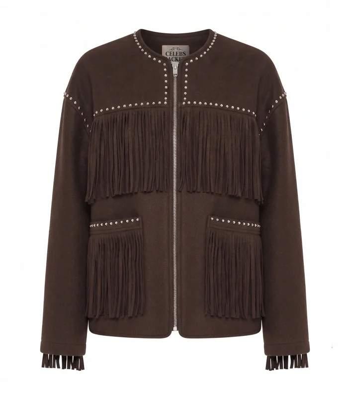 Womens Western Fringe Brown Cowgirl Jacket