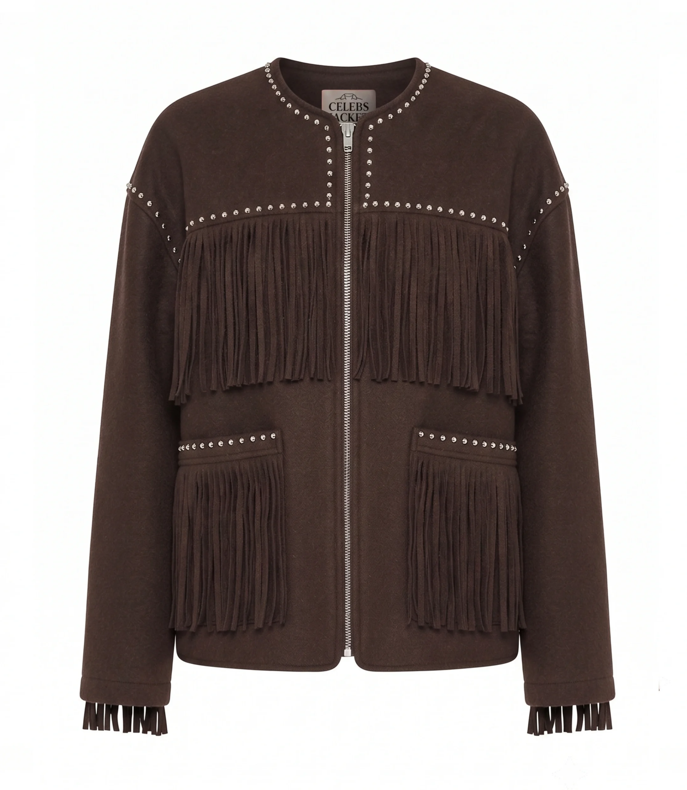 Womens Western Fringe Brown Cowgirl Jacket
