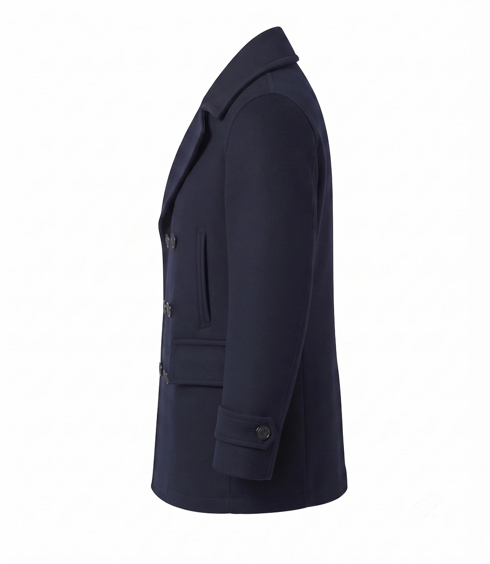 Mens Navy Blue Wool Peacoat Jacket - Image 3