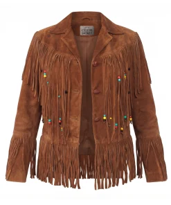 Womens Western Brown Suede Fringe Jacket