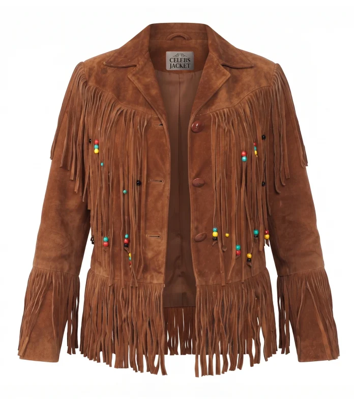 Womens Western Brown Suede Fringe Jacket