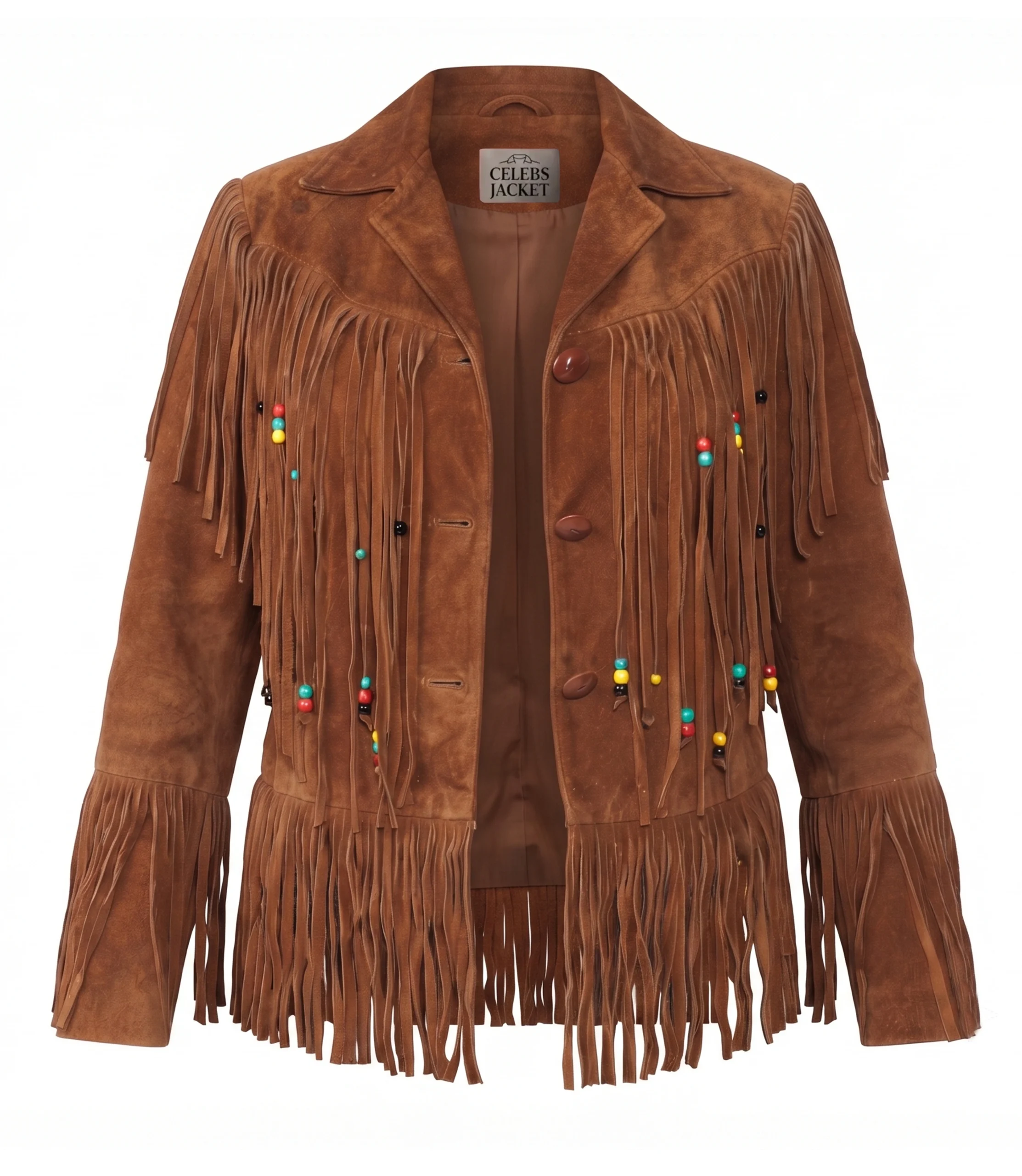 Womens Western Brown Suede Fringe Jacket