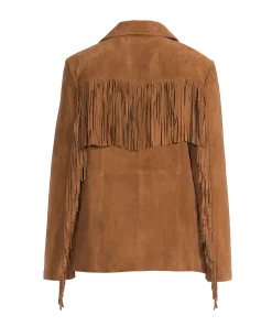 Alternative view of Womens Tan Fringed Suede Long Jacket
