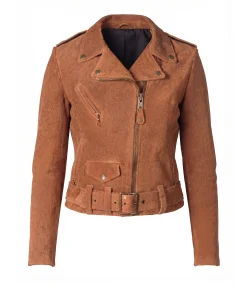 Vintage Brown Suede Jacket – Women Cropped Style