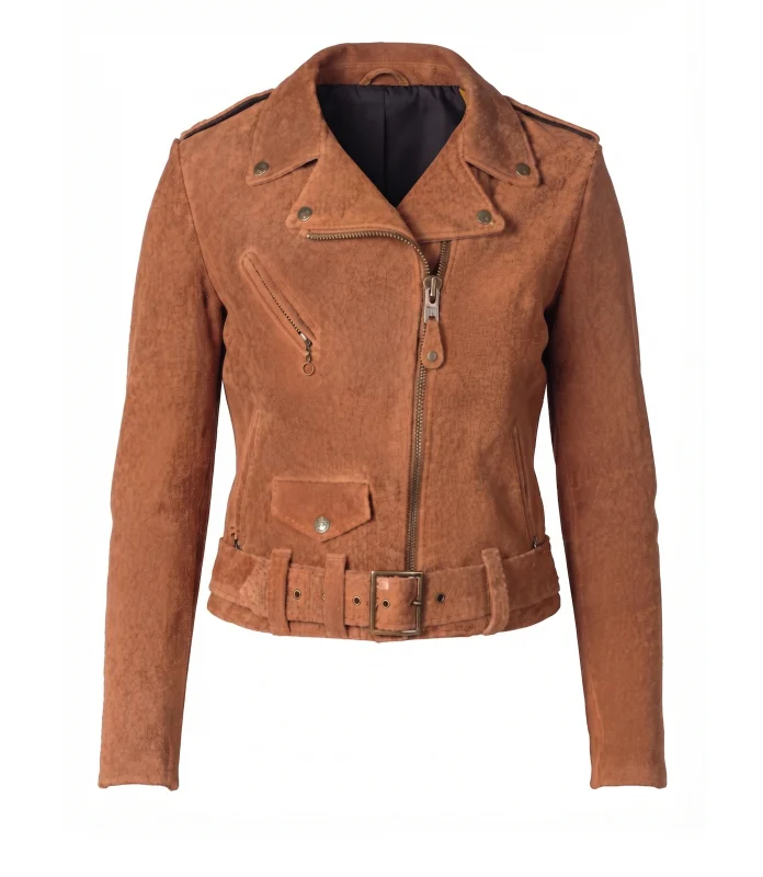 Vintage Brown Suede Jacket – Women Cropped Style