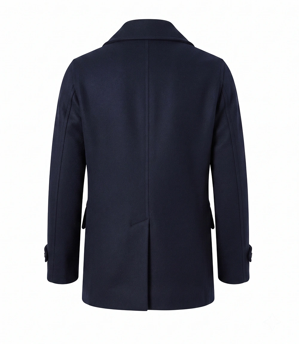 Mens Navy Blue Wool Peacoat Jacket - Image 2