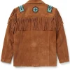 Mens Brown And Gold Cowboy Western Fringe Jacket - Image 2