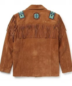 Alternative view of Mens Brown And Gold Cowboy Western Fringe Jacket