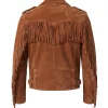 Men’s Brown Cowboy Suede Leather Biker Jacket - Image 2