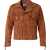 Men’s Brown Cowboy Suede Leather Biker Jacket