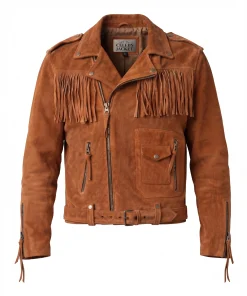 Men’s Brown Cowboy Suede Leather Biker Jacket